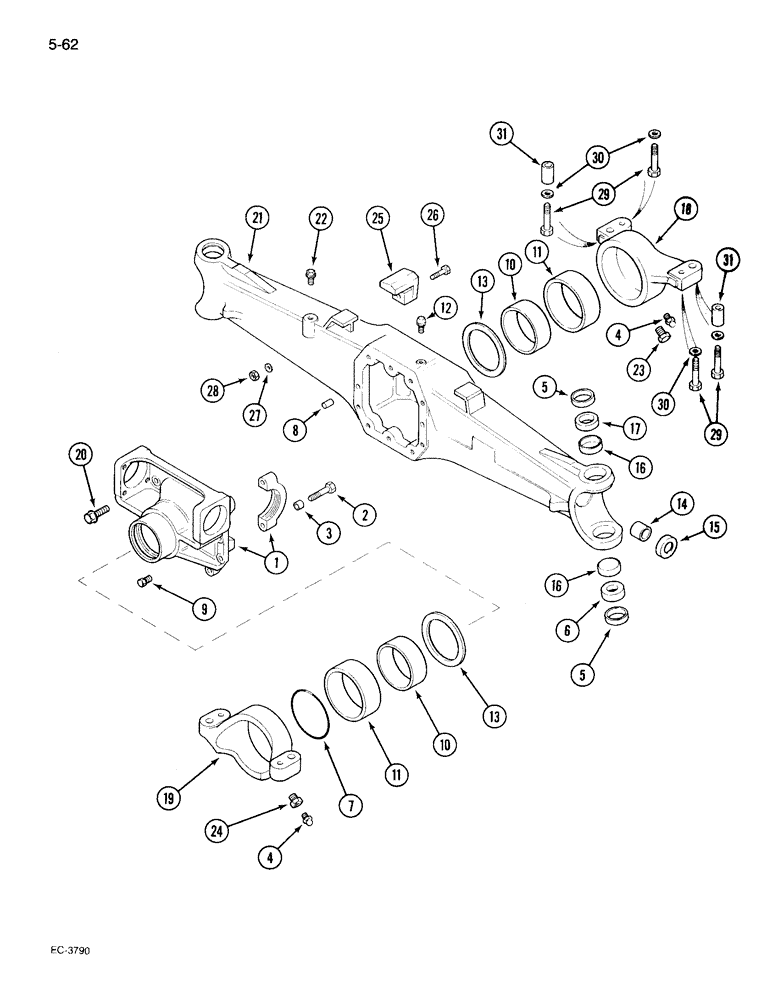 Схема запчастей Case IH 895 - (5-62) - MECHANICAL FRONT DRIVE CARRARO, AXLE HOUSING (05) - STEERING