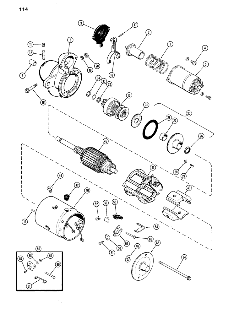 Схема запчастей Case IH 770 - (114) - A59671 STARTER, 251B SPARK IGNITION ENGINE (04) - ELECTRICAL SYSTEMS