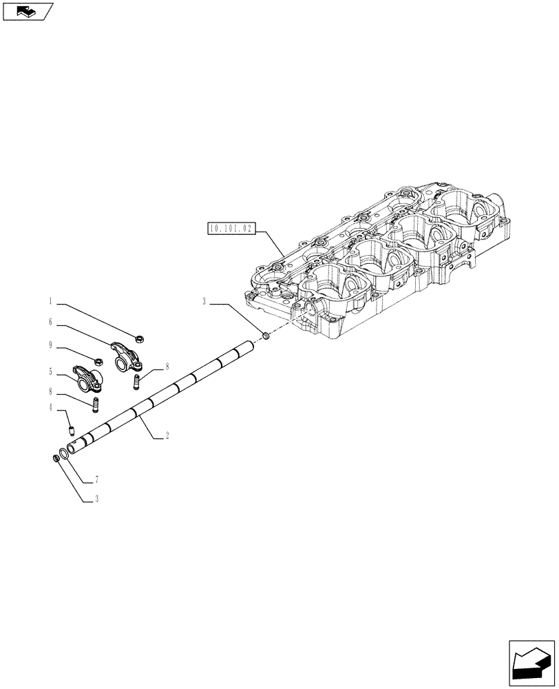 Схема запчастей Case IH FARMALL 75C - (10.106.02) - ROCKSHAFT, ROCKER ARM (10) - ENGINE