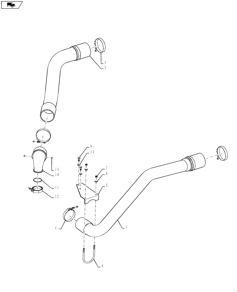 Схема запчастей Case IH 7230 - (10.310.01) - CHARGE AIR CIRCUIT 7230 T2/T4 (10) - ENGINE