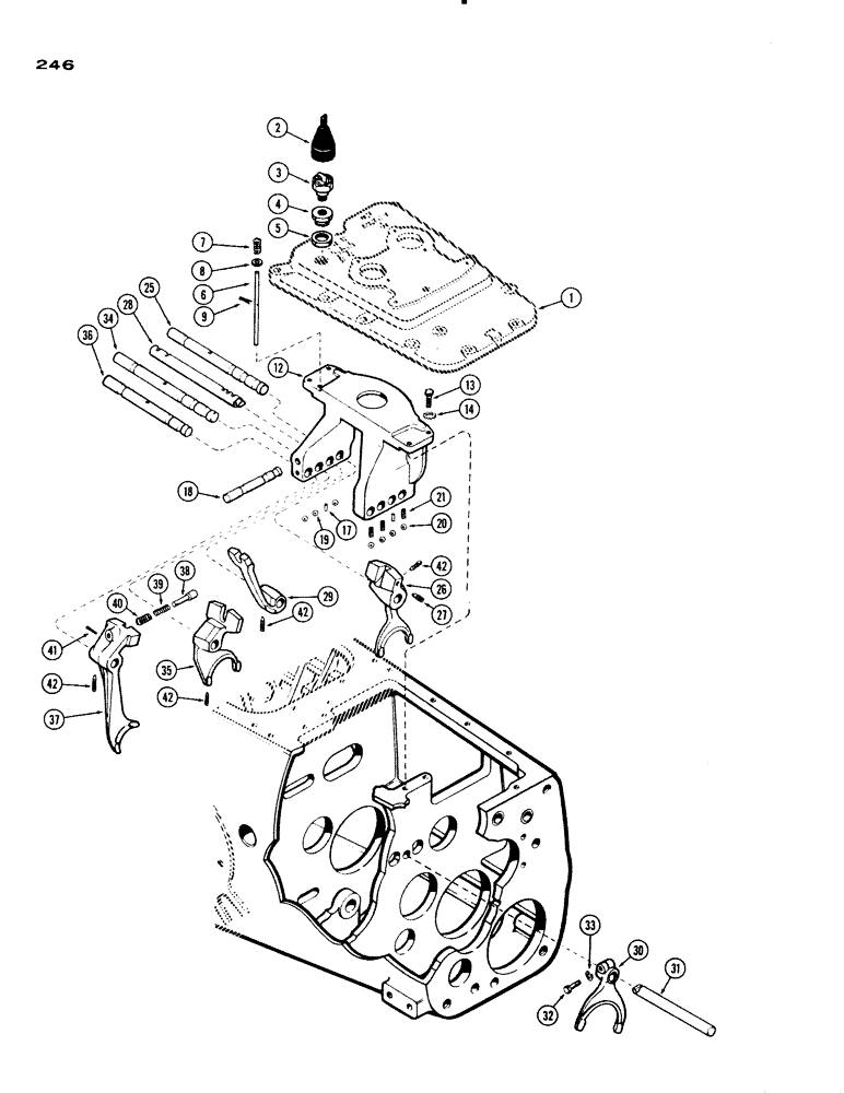 Схема запчастей Case IH 730 SERIES - (246) - SHIFTER SHAFTS AND FORKS, 1ST USED TRAC. S/N 8173401 (06) - POWER TRAIN