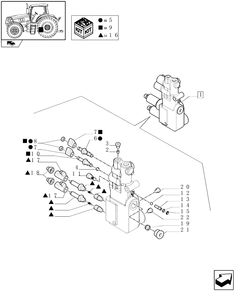 Схема запчастей Case IH PUMA 125 - (1.21.2/ A) - SUSPENSION CONTROL VALVE - BREAKDOWN (03) - TRANSMISSION