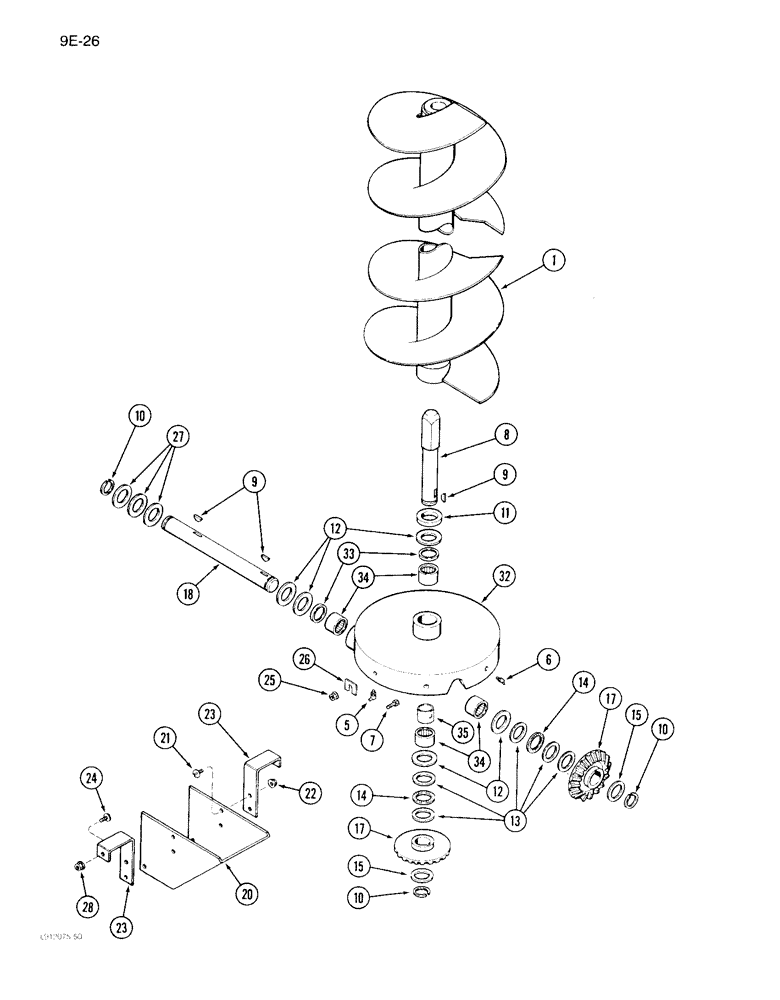 Схема запчастей Case IH 1640 - (9E-26) - LOWER GRAIN TANK UNLOADER AUGER, PRIOR TO P.I.N. JJC0097103 (17) - GRAIN TANK & UNLOADER