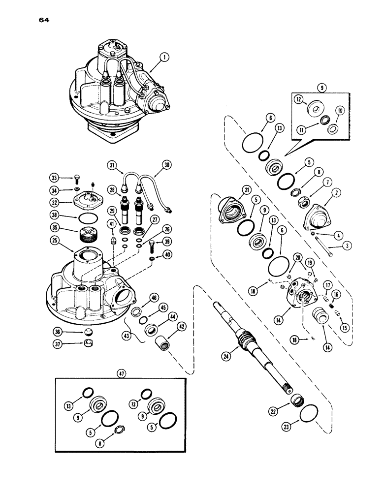 Схема запчастей Case IH 1030 - (064) - A34623 POWER STEERING GEAR, WESTERN MODELS, USED PRIOR TO TRACTOR SERIAL NUMBER 8347808 (05) - STEERING