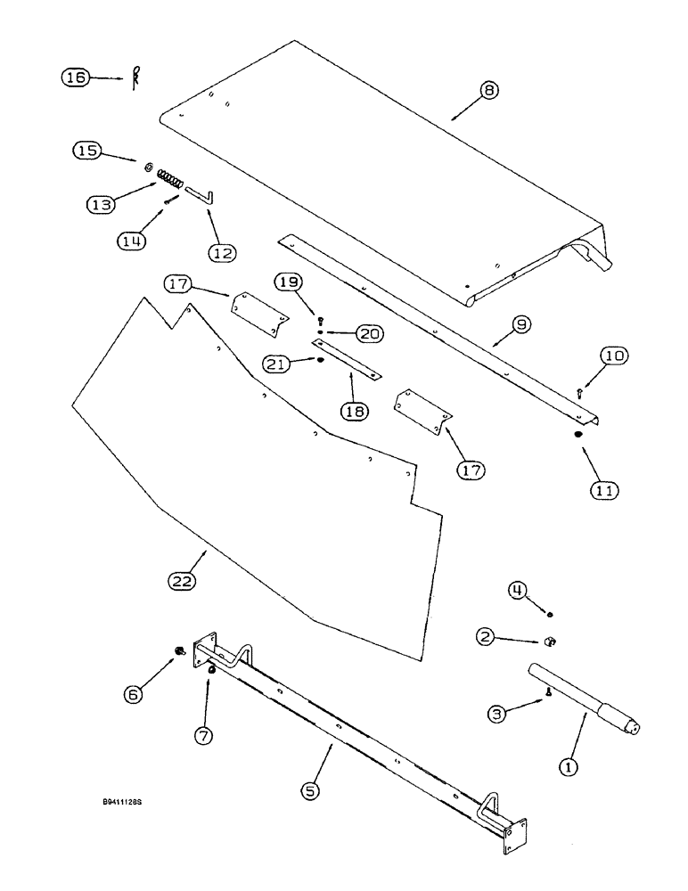 Схема запчастей Case IH 1666 - (9D-28) - CLEANING SHOE DOOR AND SHIELDS, MODELS WITH STRAW AND CHAFF (16) - GRAIN ELEVATORS & AUGERS