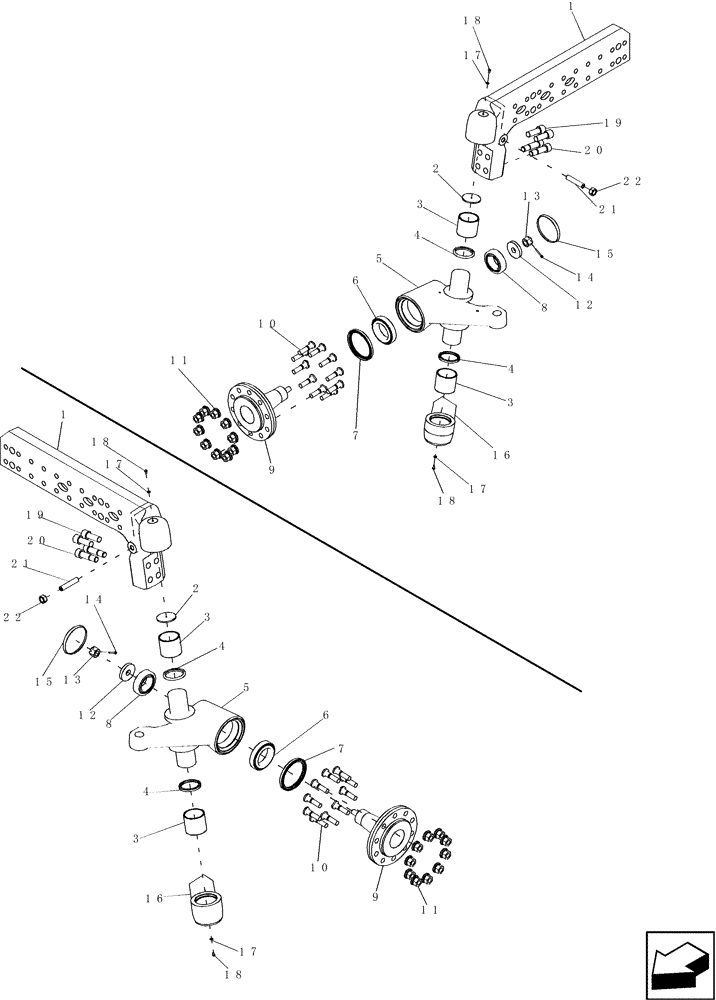 Схема запчастей Case IH 7130 - (44.200.18[01]) - EXTENSION, STEERING KNUCKLE AND HUB, REAR AXLE, NON - POWER GUIDE AXLE (44) - WHEELS