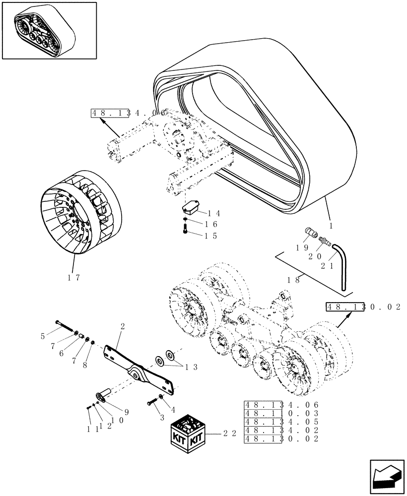 Схема запчастей Case IH 8230 - (48.100.02) - TRACK DRIVE - RUBBER TRACK; NA ONLY (48) - TRACKS & TRACK SUSPENSION