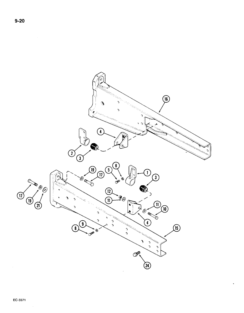 Схема запчастей Case IH 1896 - (9-020) - ENGINE MOUNTS AND SIDE RAILS (09) - CHASSIS/ATTACHMENTS