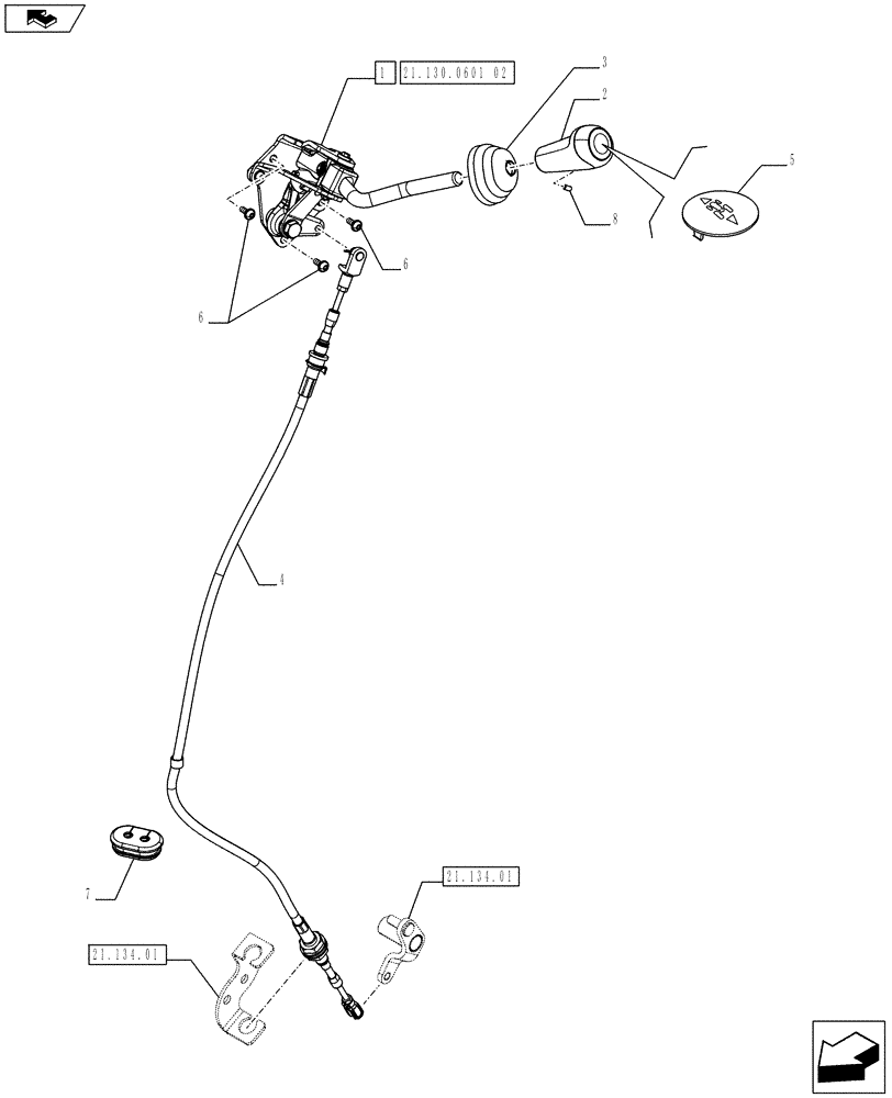 Схема запчастей Case IH FARMALL 65C - (21.130.0601[01]) - POWER SHUTTLE TRANSMISSION - REVERSE CONTROL (VAR.330274-330276) (21) - TRANSMISSION