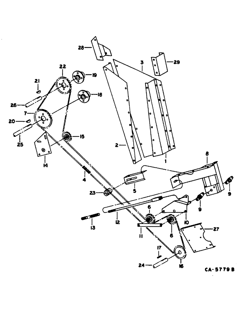 Схема запчастей Case IH 1480 - (25-14) - GRAIN AND TAILINGS ELEVATORS, ELEVATOR DRIVE, RICE S/N 1501 & ABOVE, GRAIN & CORN S/N 14001 & ABOVE Elevators