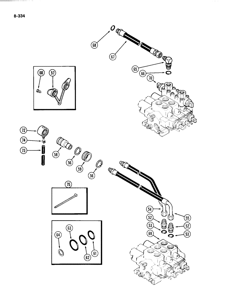 Схема запчастей Case IH 4494 - (8-334) - REMOTE HYDRAULIC ATTACHMENT, THIRD CIRCUIT (08) - HYDRAULICS