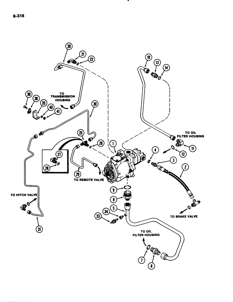Схема запчастей Case IH 2294 - (8-318) - HYDRAULICS, HYDRAULIC PUMP CIRCUIT (08) - HYDRAULICS