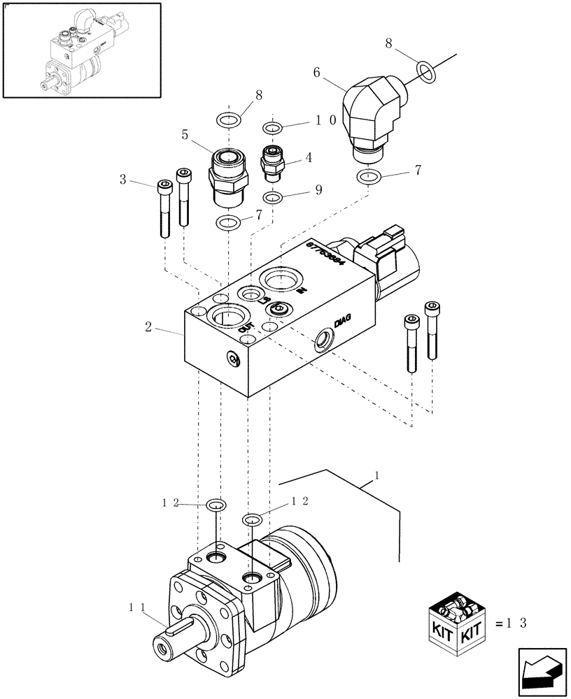 Схема запчастей Case IH 8120 - (88.100.02) - HYDRAULIC MOTOR, UNLOADING DRIVE, SPECIAL FOR RICE - NA ONLY - 7120, 8120, 9120 (88) - ACCESSORIES