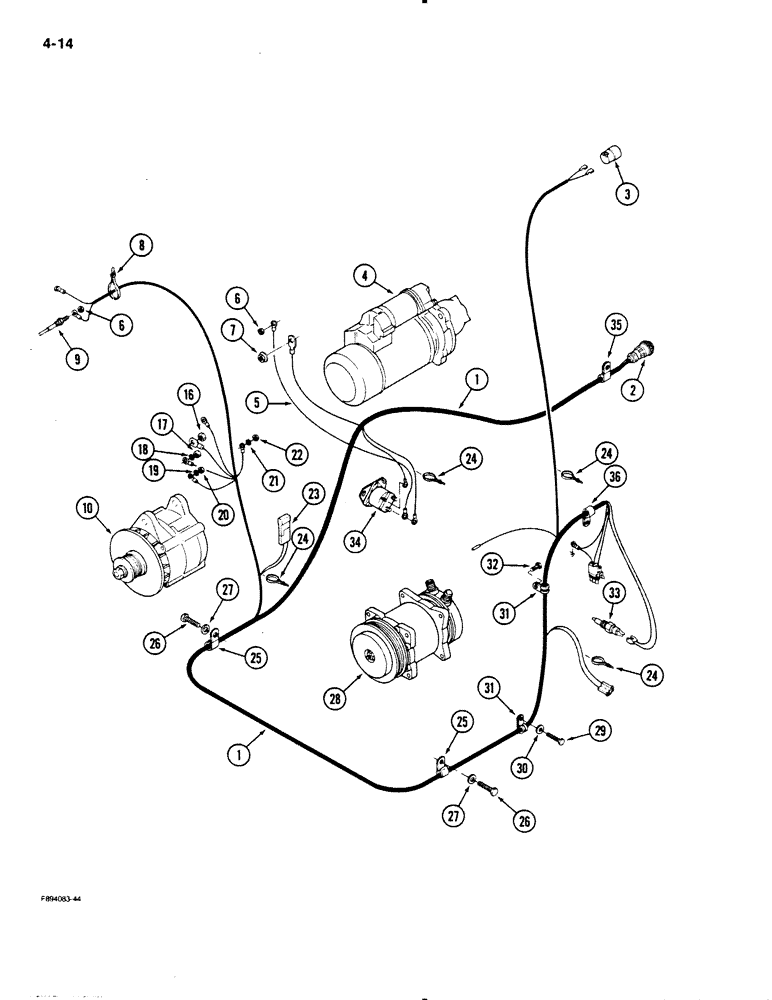 Схема запчастей Case IH 9130 - (4-14) - ENGINE HARNESS (04) - ELECTRICAL SYSTEMS