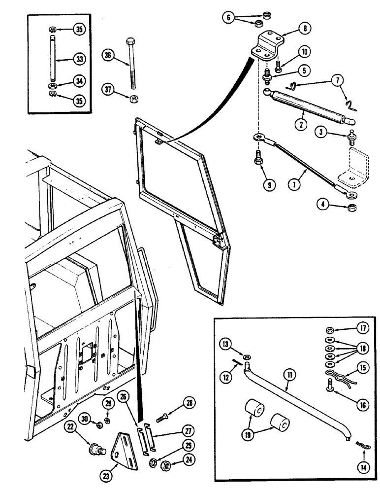 Схема запчастей Case IH 2390 - (9-364) - CAB, DOOR RETAINING PARTS (09) - CHASSIS/ATTACHMENTS