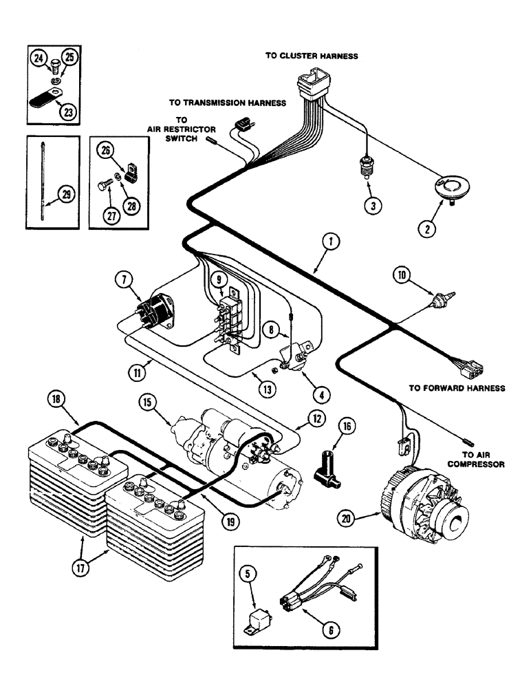 Схема запчастей Case IH 2290 - (4-088) - ENGINE HARNESS, P.I.N. 8850031 THROUGH 9919620 (04) - ELECTRICAL SYSTEMS