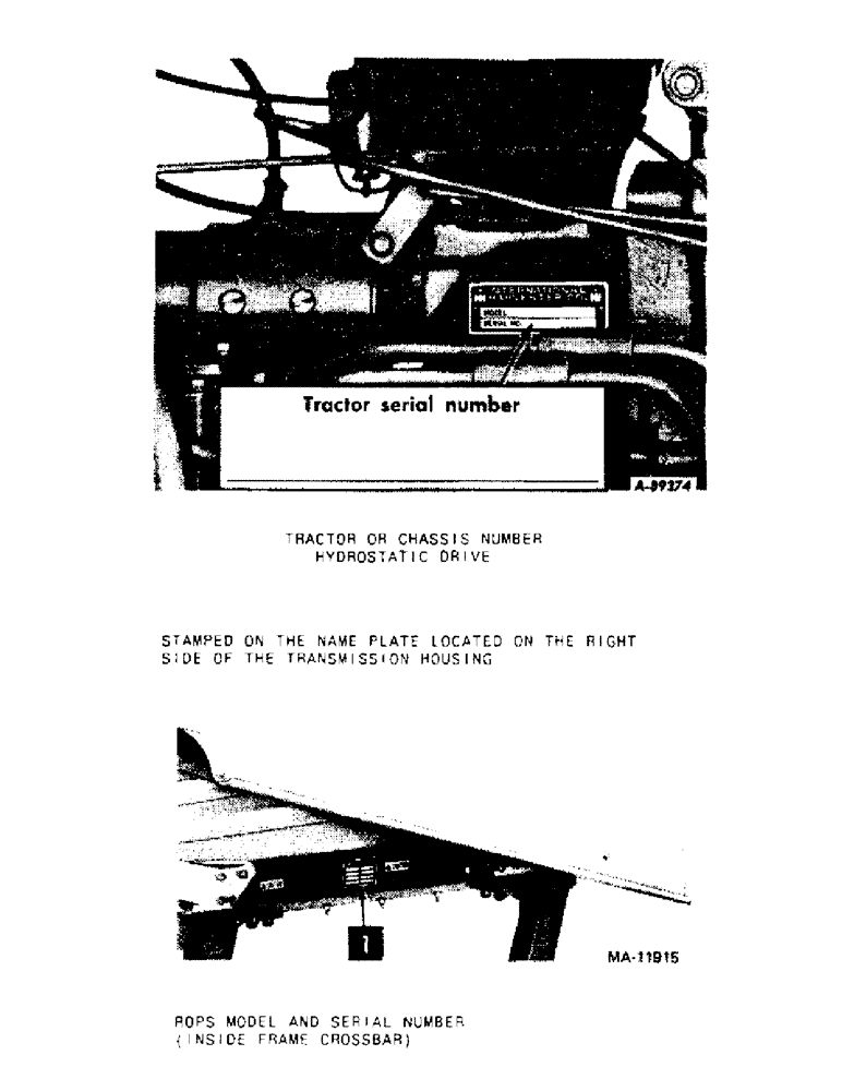 Схема запчастей Case IH HYDRO 70 - (00-07) - INTRODUCTION - SERIAL NUMBER LOCATIONS (00) - GENERAL