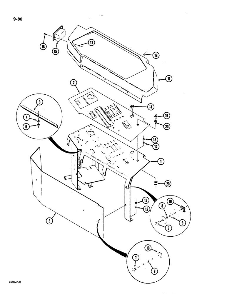 Схема запчастей Case IH 9170 - (9-080) - CONTROL CONSOLE, ROPS (09) - CHASSIS/ATTACHMENTS