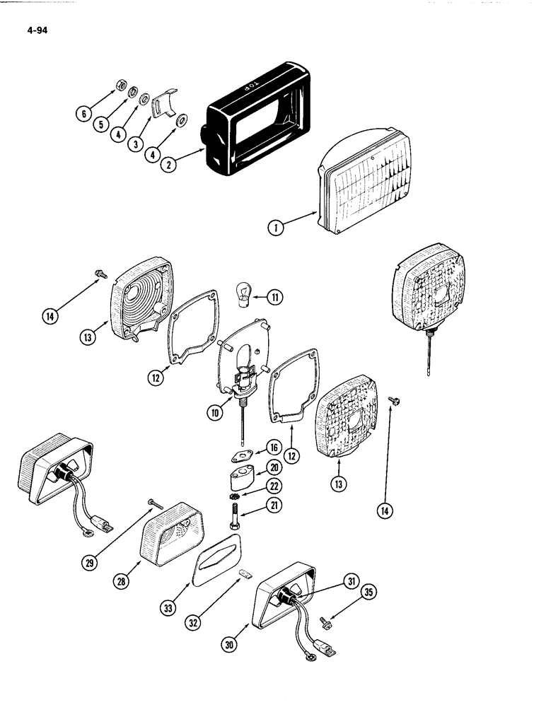 Схема запчастей Case IH 4494 - (4-094) - HEAD LAMP (04) - ELECTRICAL SYSTEMS