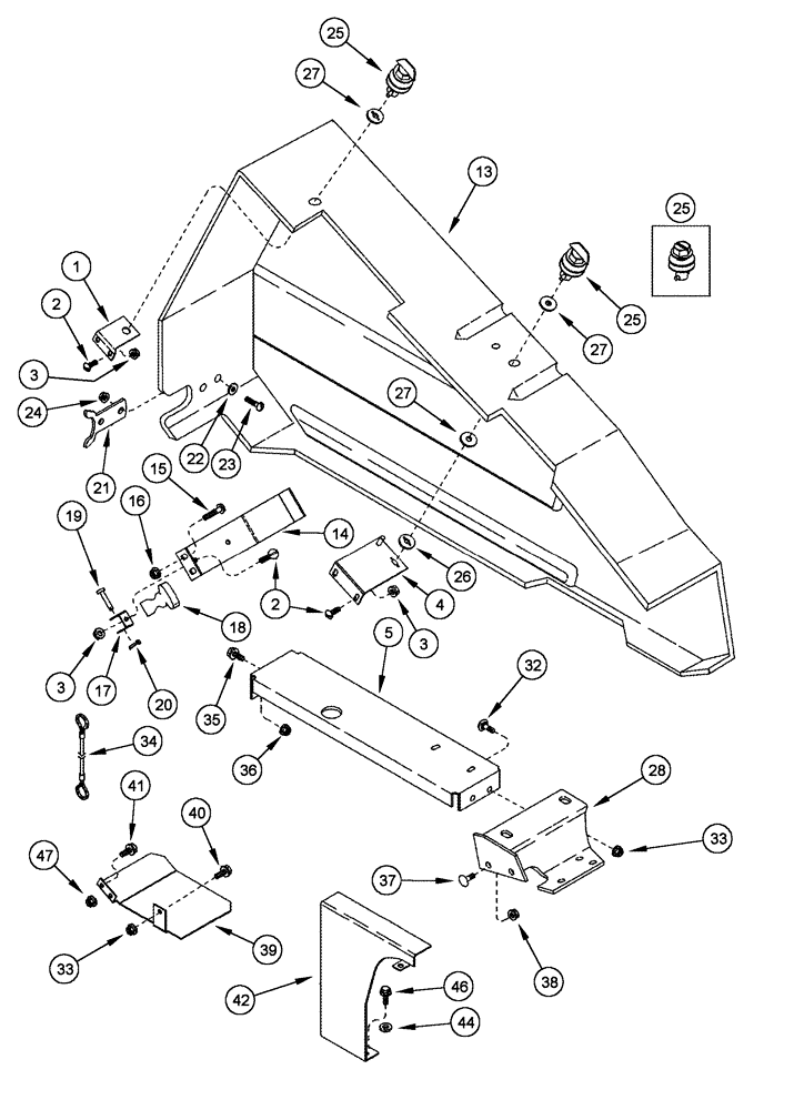 Схема запчастей Case IH 1010 - (09B-10) - KNIFE DRIVE SHIELDS AND SUPPORTS (09) - CHASSIS/ATTACHMENTS