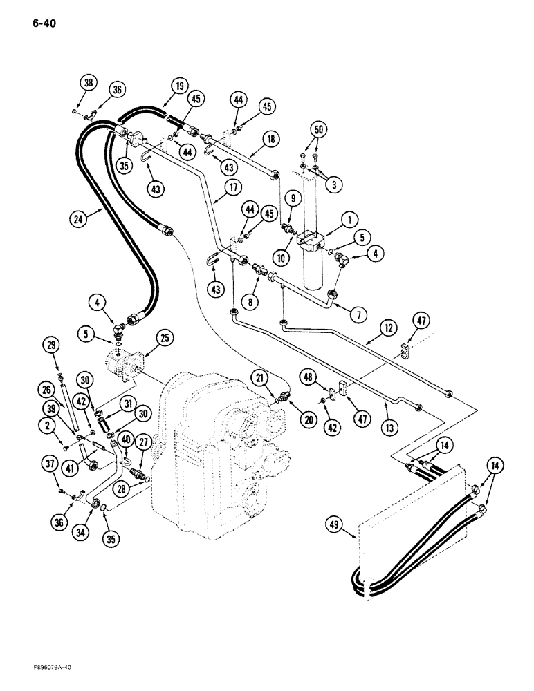 Схема запчастей Case IH 9280 - (6-40) - TRANSMISSION LUBRICATION, TRANSMISSION TO COOLER (06) - POWER TRAIN