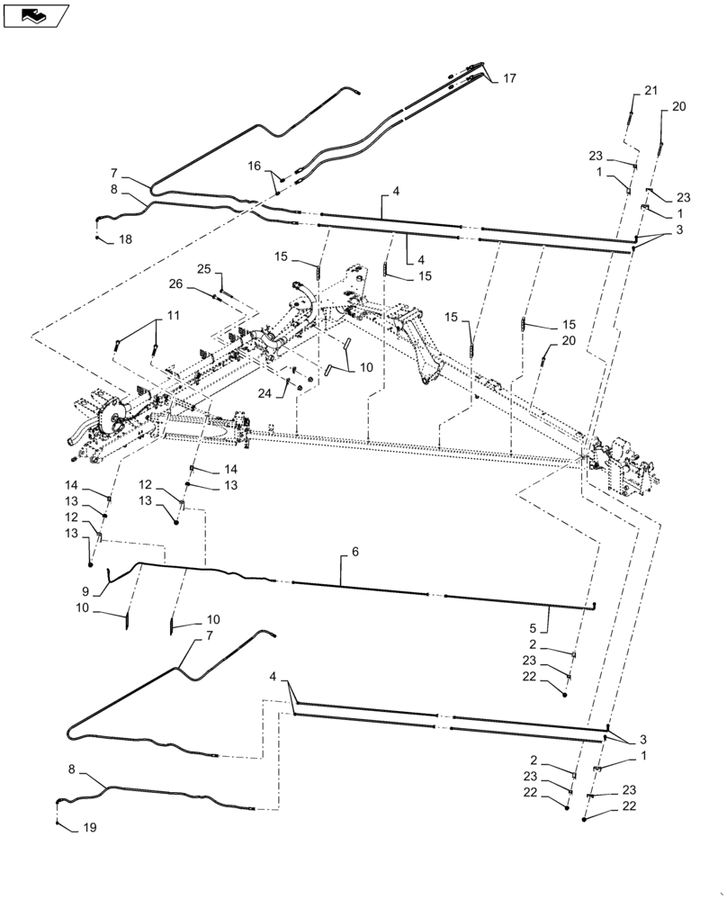 Схема запчастей Case IH 1265 - (35.944.AI[02]) - HYDRAULICS RIGHT DRAFT TUBE FOR 36/30 (35) - HYDRAULIC SYSTEMS