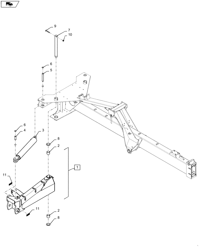 Схема запчастей Case IH 1265 - (39.100.BC[01]) - INNER WING RIGHT HAND (39) - FRAMES AND BALLASTING