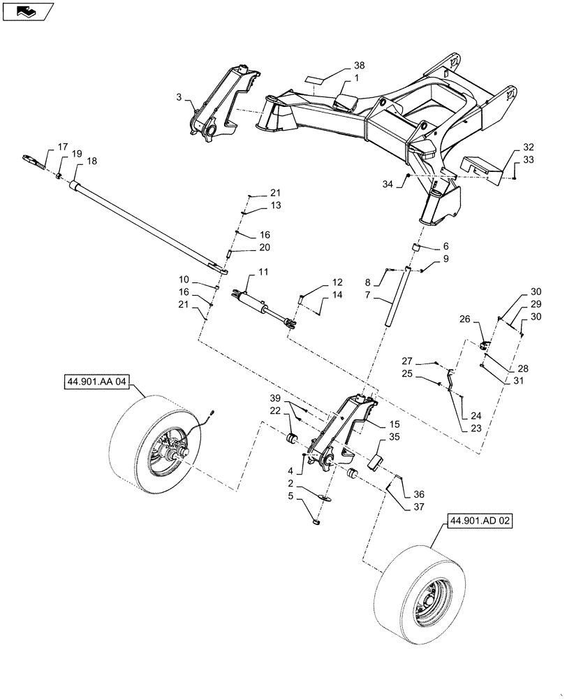 Схема запчастей Case IH 1265 - (44.901.AA[06]) - STEERING CARRIER (44) - WHEELS