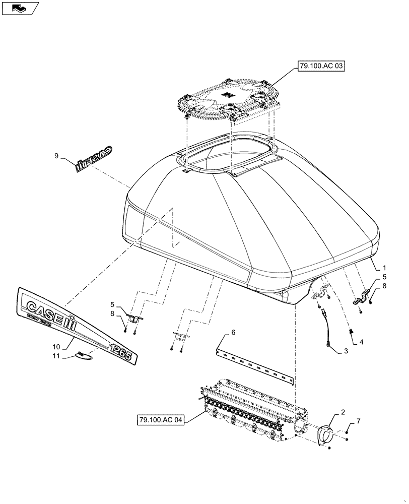 Схема запчастей Case IH 1265 - (79.100.AC[01]) - BULK FILL TANK 60 BU LEFT (79) - PLANTING