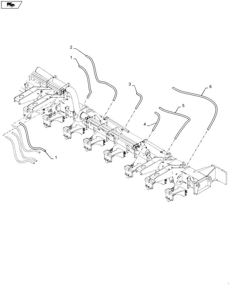 Схема запчастей Case IH 1265 - (79.904.AA[13]) - BULK FILL HOSE RIGHT OUTER FOR 36/30, 36/30 (79) - PLANTING