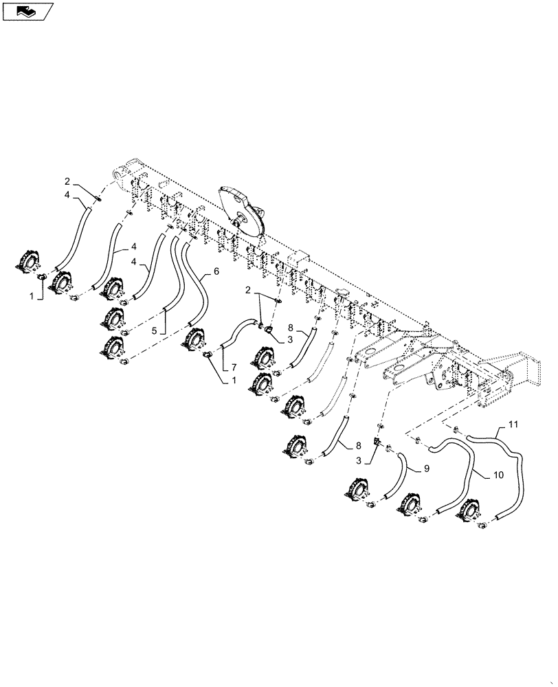 Схема запчастей Case IH 1265 - (79.103.AA[23]) - ROW UNIT VACUUM HOSE RIGHT FOT 36/20 (79) - PLANTING