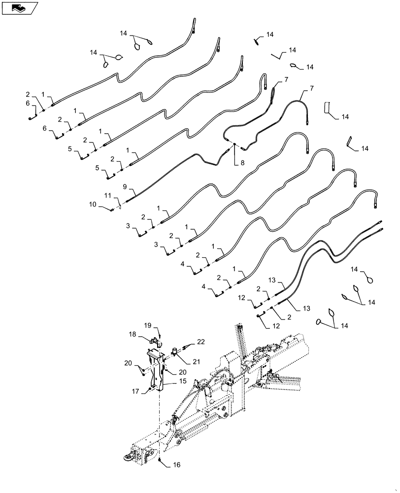 Схема запчастей Case IH 1265 - (35.944.AI[19]) - DIRECT DRIVE HOSES BULK FILL (35) - HYDRAULIC SYSTEMS