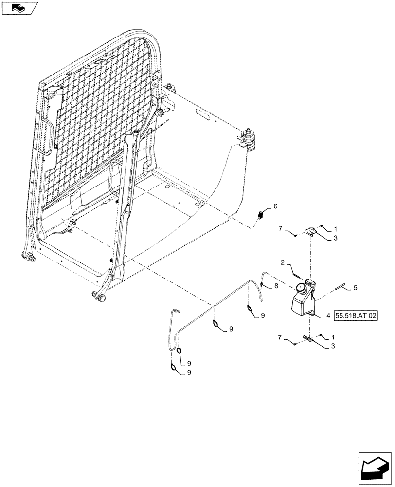 Схема запчастей Case IH SV250 - (55.518.AT[01]) - WINDSHIELD WASHER RESERVOIR ASSY (55) - ELECTRICAL SYSTEMS