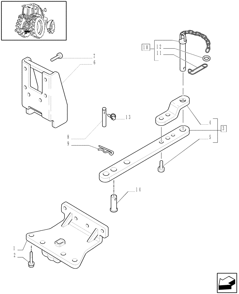 Схема запчастей Case IH MAXXUM 115 - (1.89.0/03[01A]) - INDIPENDENT SWINGING DRAWBAR WITH CLEVIS - D5818 (VAR.330937) (09) - IMPLEMENT LIFT