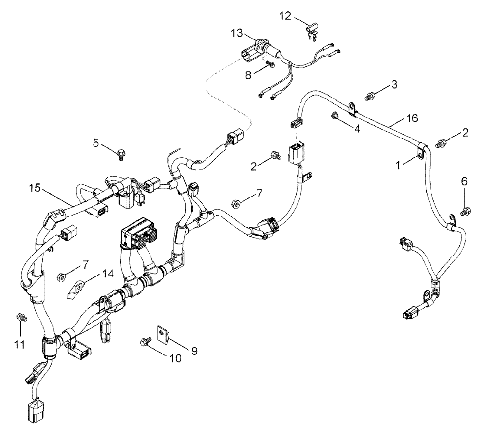 Схема запчастей Case IH TITAN 3020 - (02-055) - HARNESS - ENGINE CONTROL MODULE (01) - ENGINE