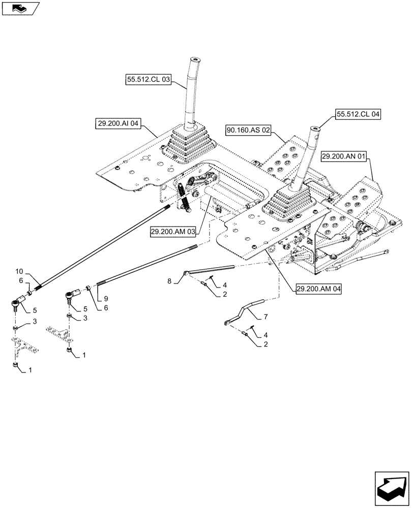 Схема запчастей Case IH SV250 - (29.200.AI[03]) - FOOT CONTROLS MOUNTING ASSEMBLY (29) - HYDROSTATIC DRIVE