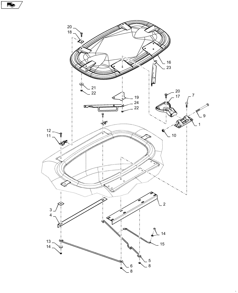 Схема запчастей Case IH 1265 - (79.100.AC[03]) - BULK FILL TANK LID 60 BU (79) - PLANTING