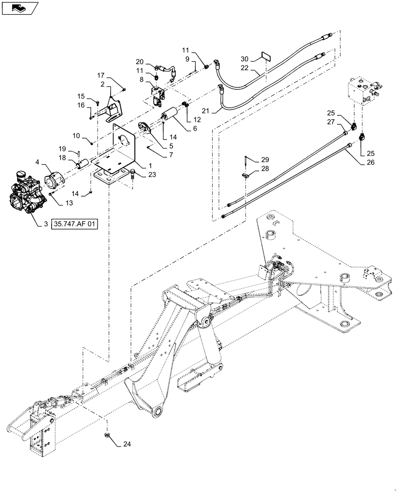 Схема запчастей Case IH 1265 - (35.747.AE[01]) - LIQUID FERTILIZER HYDRAULICS WITH OUT TANK (35) - HYDRAULIC SYSTEMS