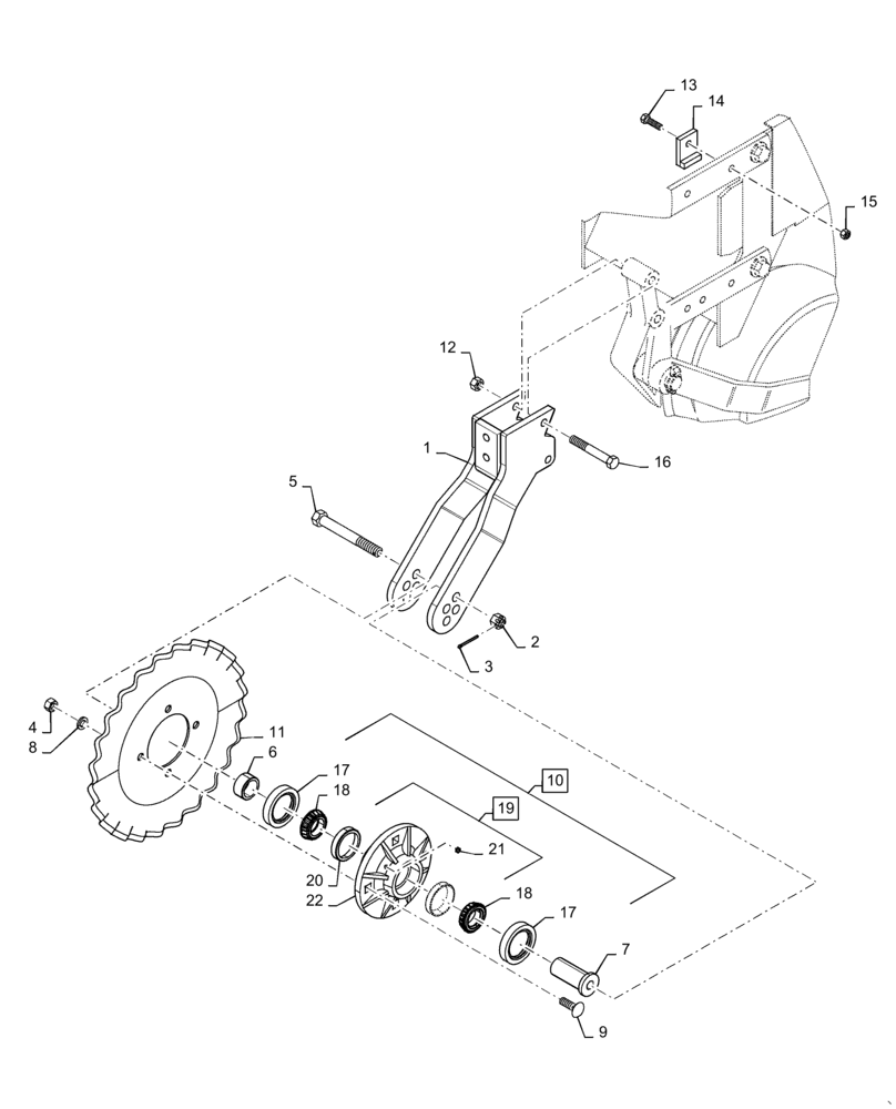 Схема запчастей Case IH 1265 - (75.200.AB[01]) - ROW UNIT MOUNTED COLTER 25 WAVE (75) - SOIL PREPARATION