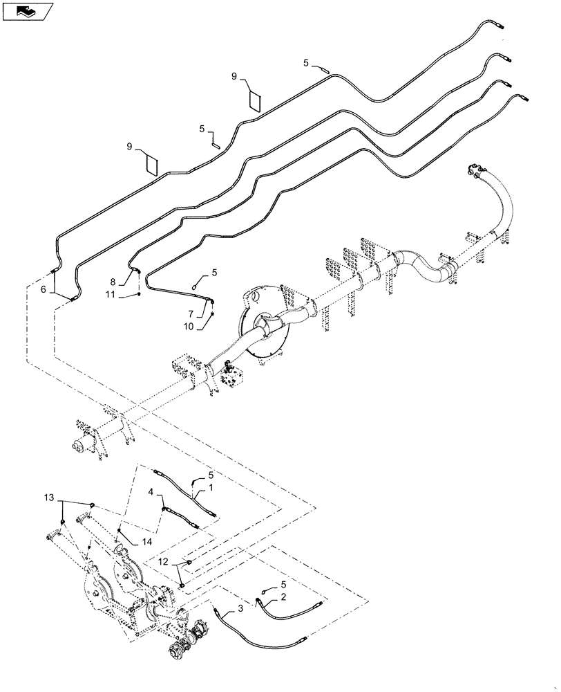 Схема запчастей Case IH 1265 - (35.944.AI[17]) - HYDRAULIC HOSES AND FITTINGS RIGHT FOR 36/20 (35) - HYDRAULIC SYSTEMS