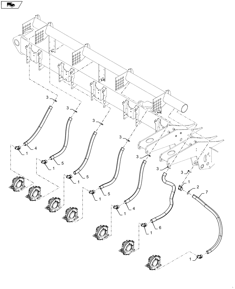 Схема запчастей Case IH 1265 - (79.103.AA[18]) - ROW UNIT VACUUM HOSE MIDDLE RIGHT FOR 32/30 (79) - PLANTING