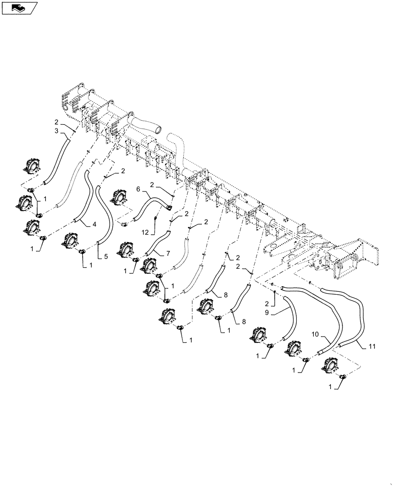 Схема запчастей Case IH 1265 - (79.103.AA[20]) - ROW UNIT VACUUM HOSE RIGHT FOR 36/22 (79) - PLANTING