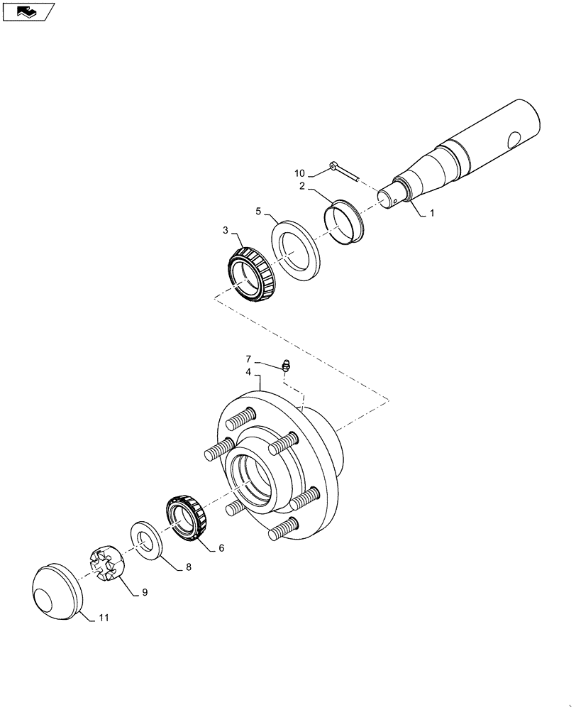 Схема запчастей Case IH 1265 - (44.901.AA[01]) - 6 BOLT HUB AND SPINDLE (44) - WHEELS