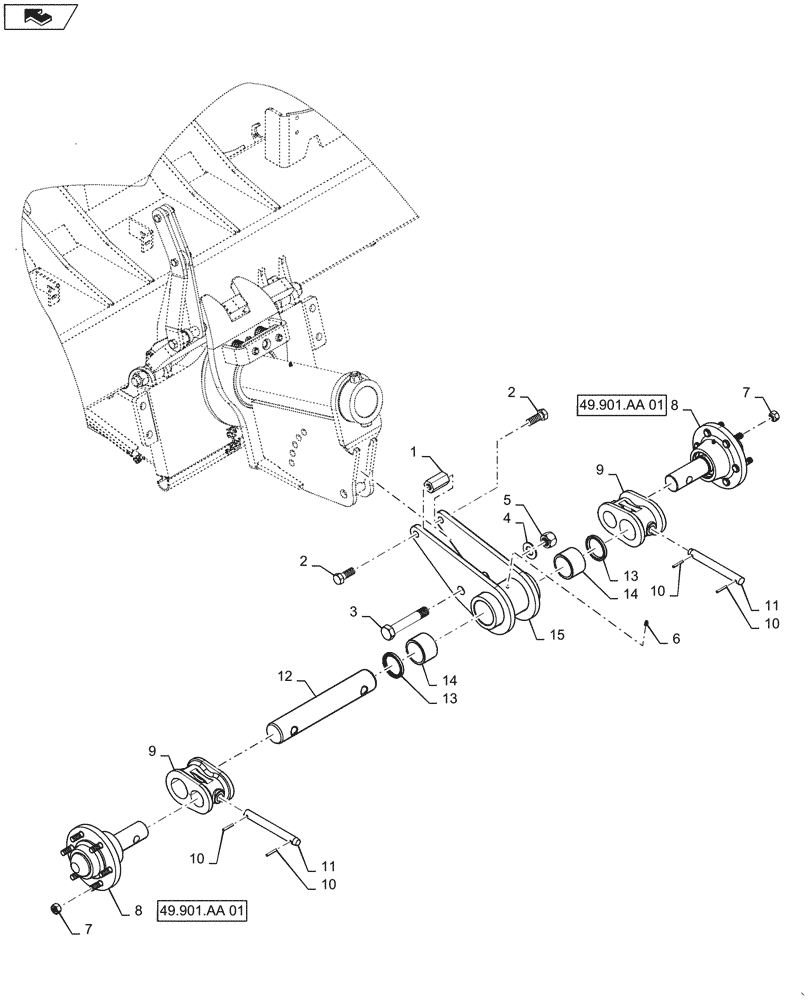 Схема запчастей Case IH 1265 - (75.200.AA[02]) - CASTOR MOUNTING (75) - SOIL PREPARATION