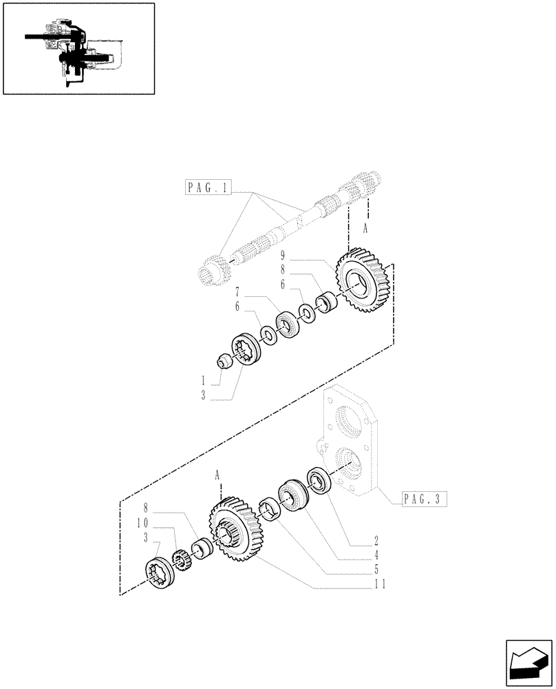 Схема запчастей Case IH JX1095N - (1.80.1/06[02]) - (VAR.020) POWER TAKE-OFF 540/540E RPM WITH GROUND SPEED FOR ADIC - SHAFTS AND GEARS (07) - HYDRAULIC SYSTEM