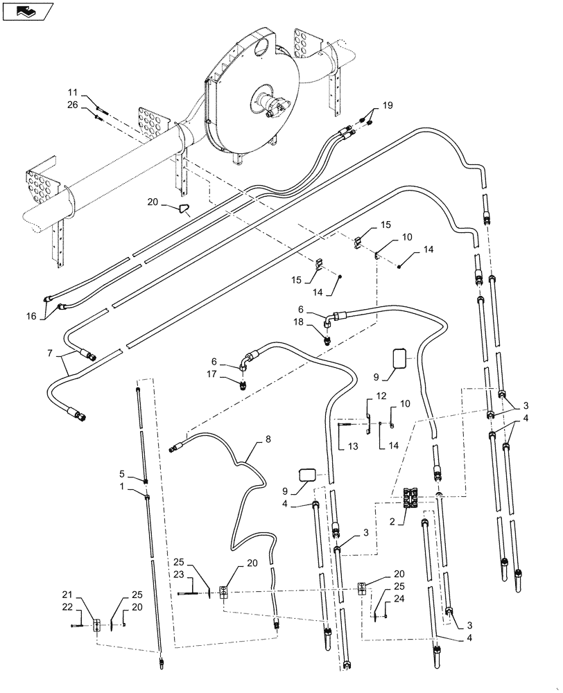 Схема запчастей Case IH 1265 - (35.944.AI[01]) - HYDRAULICS LEFT DRAFT TUBE FOR 36/30 (35) - HYDRAULIC SYSTEMS