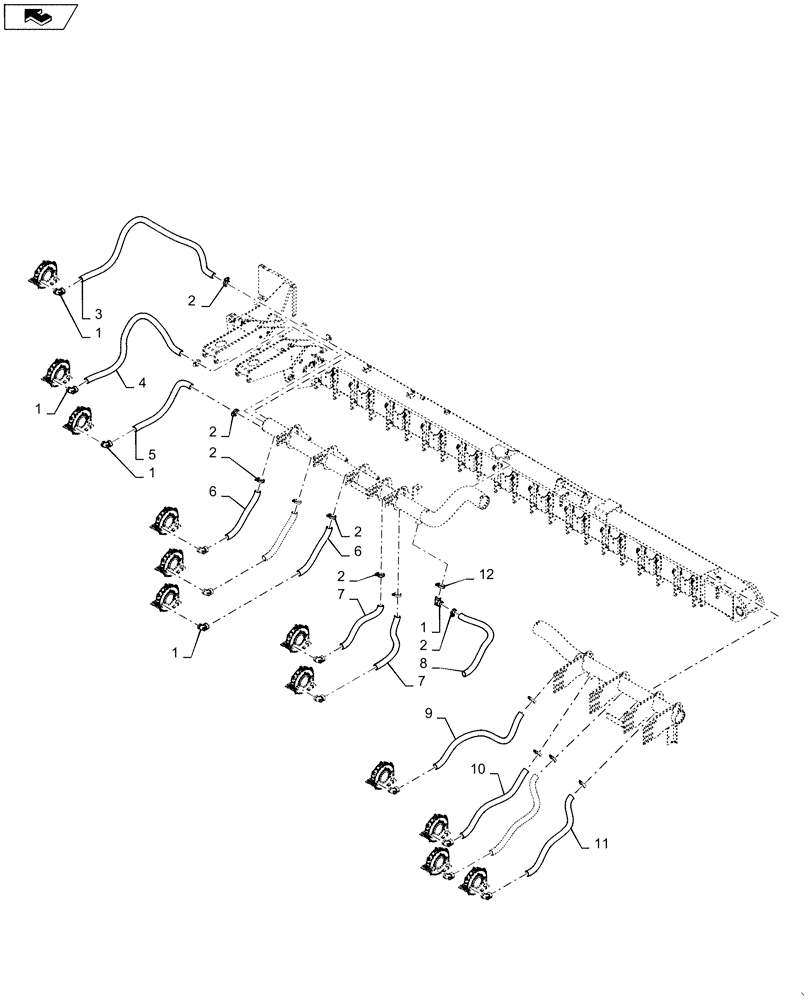 Схема запчастей Case IH 1265 - (79.103.AA[19]) - ROW UNIT VACUUM HOSE LEFT FOR 36/22 (79) - PLANTING