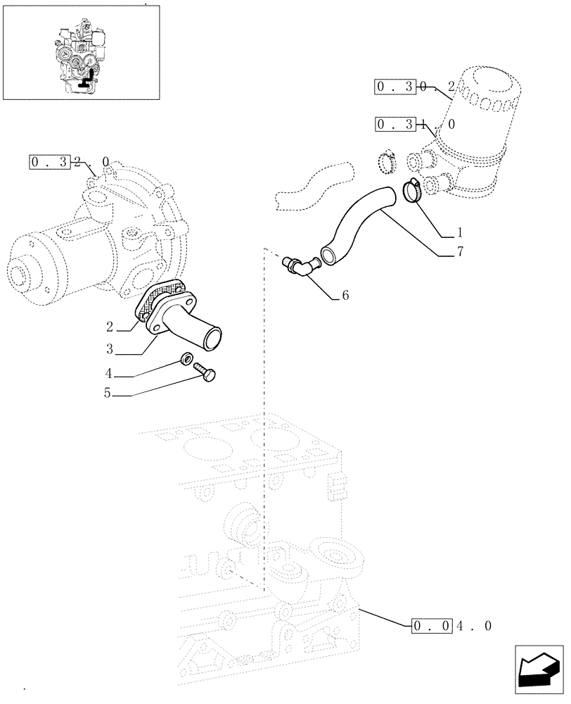 Схема запчастей Case IH JX1095N - (0.32.3) - WATER LINE (01) - ENGINE