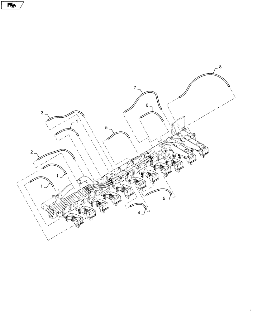 Схема запчастей Case IH 1265 - (79.904.AA[19]) - BULK FILL HOSE RIGHT FOR 36/22 (79) - PLANTING