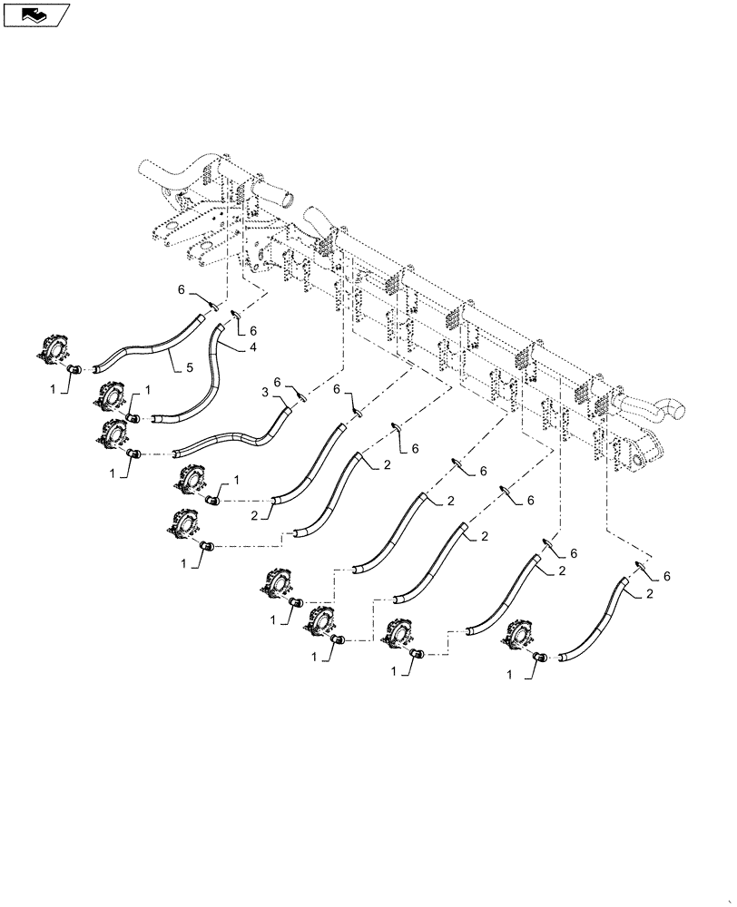 Схема запчастей Case IH 1265 - (79.103.AA[13]) - ROW UNIT VACUUM HOSE MIDDLE LEFT FOR 36/30 (79) - PLANTING